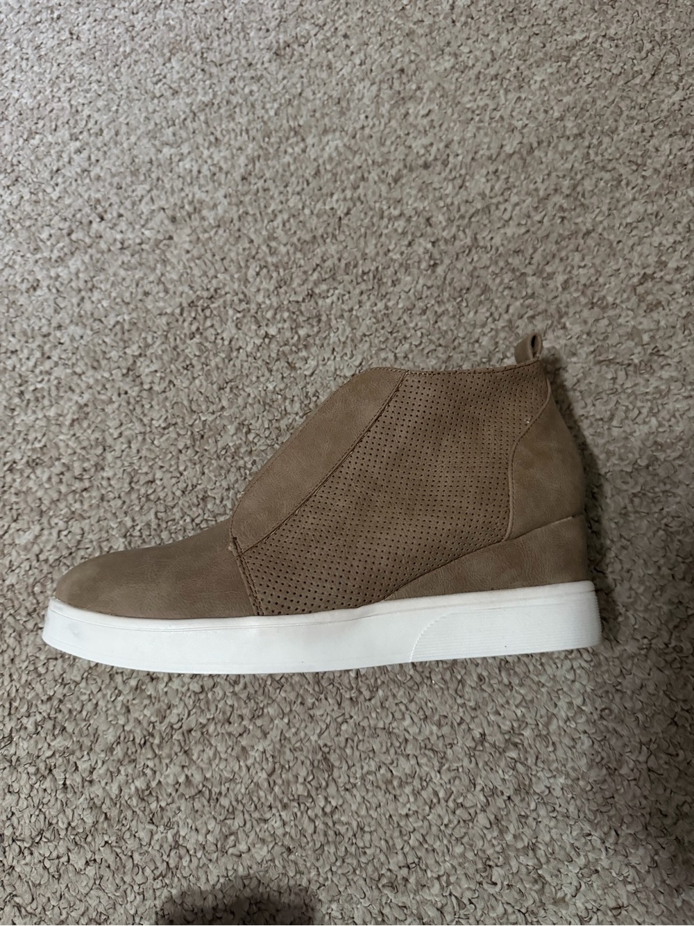 Dream Pairs Tan Wedge Ankle Bootie with White Platform